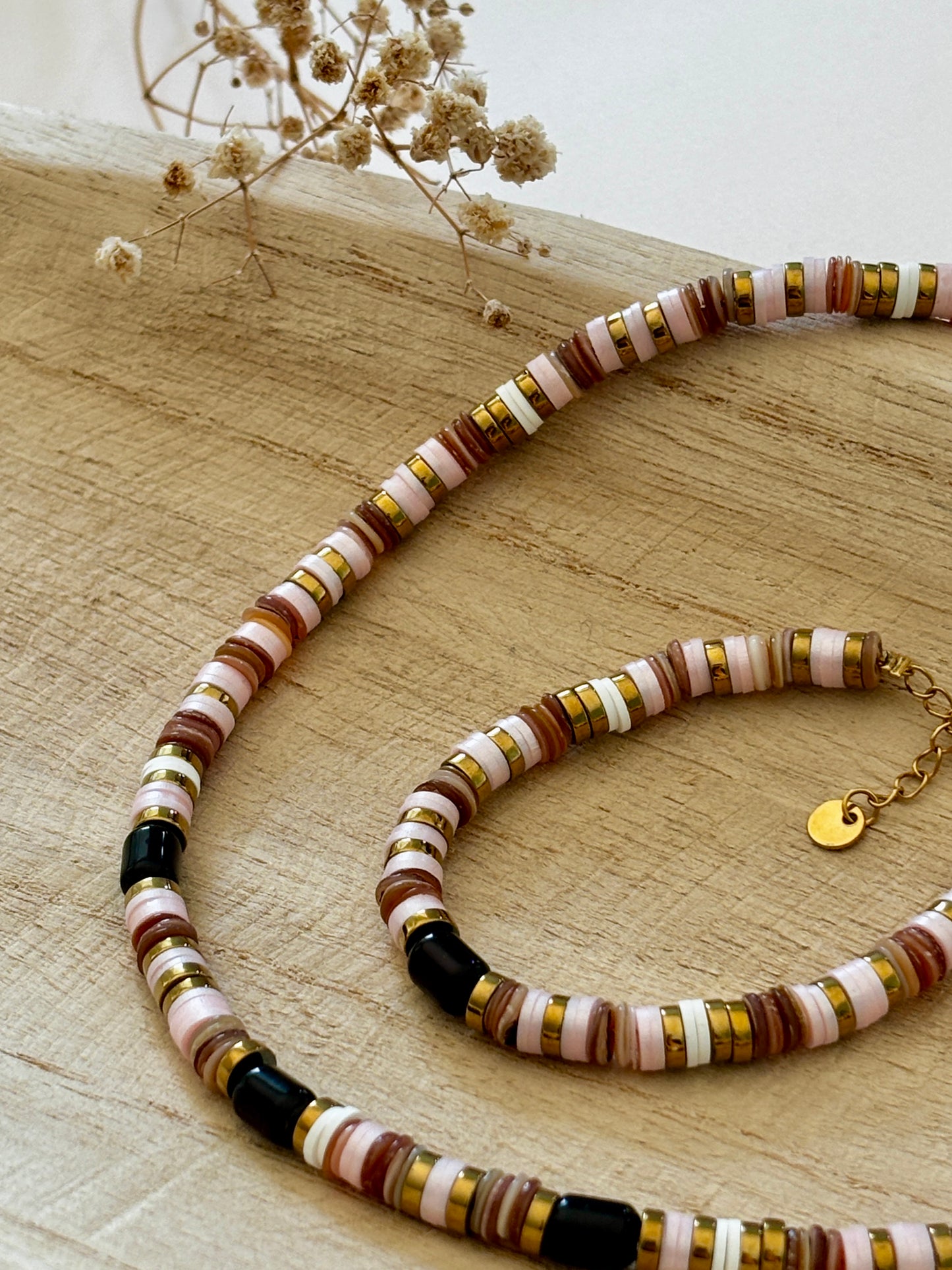 Collier et bracelet Rose