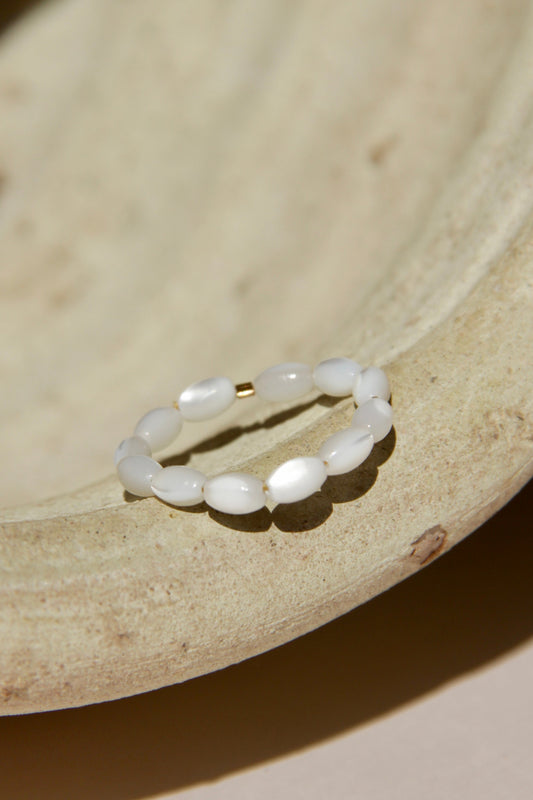 Bague Dune, perles naturelles Nacre