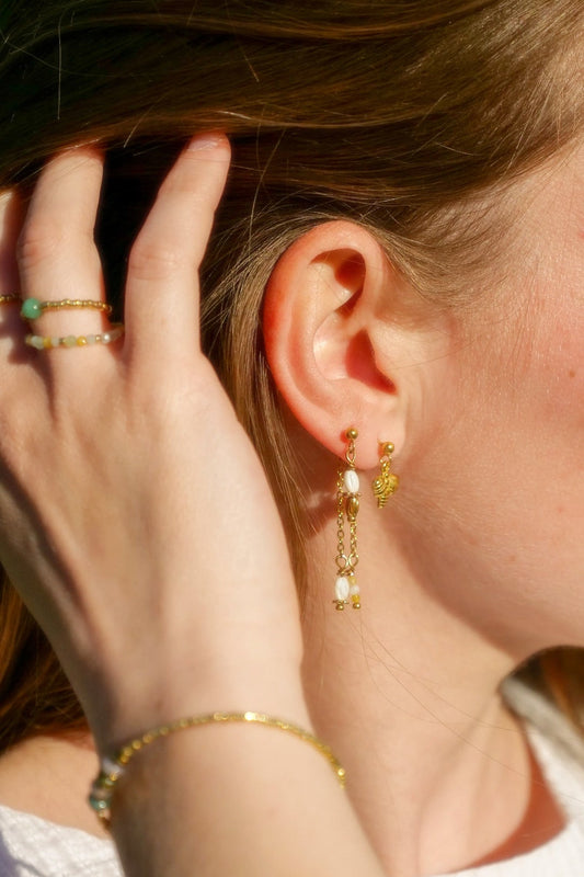 Boucles d'oreilles Miel, acier inoxydable et bijou de fermoir