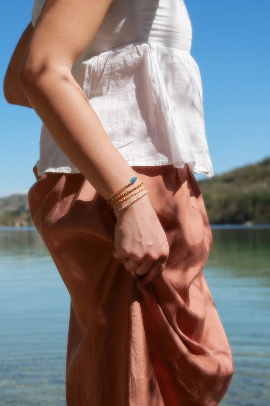 Bracelet Cécile, pierre de Jade bleu lagon