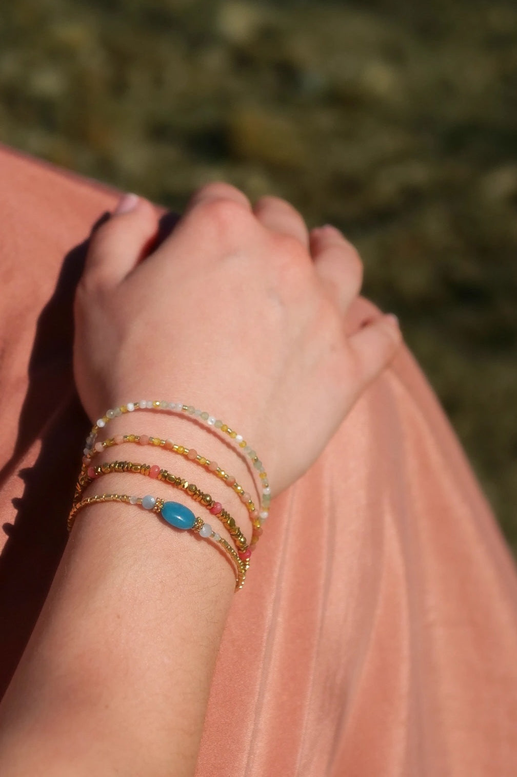 Bracelet Cécile, pierre de Jade bleu lagon