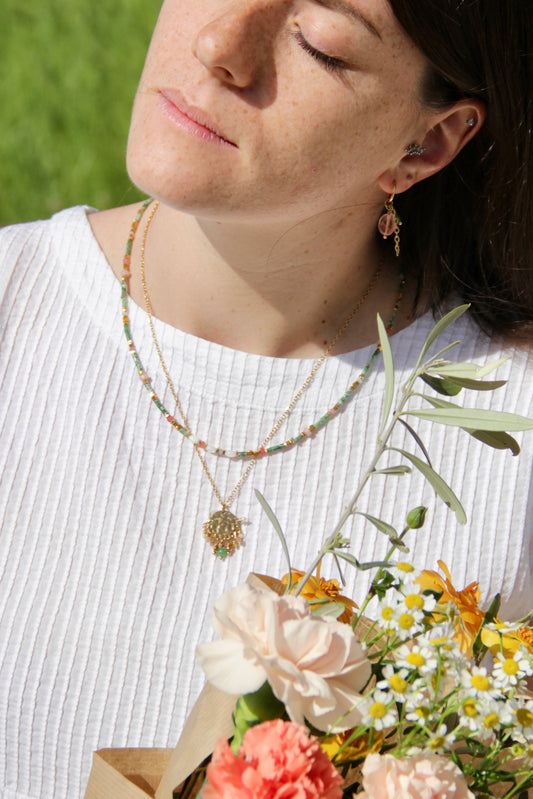Collier Souvenirs acier inoxydable et perles naturelles