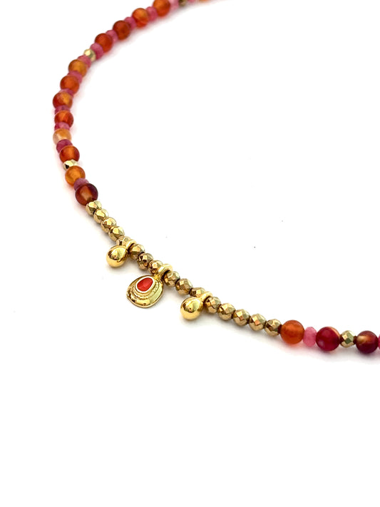 Collier Ada orange et doré