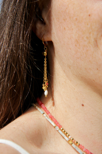 Boucles d'oreilles Cascade, acier inoxydable et perles