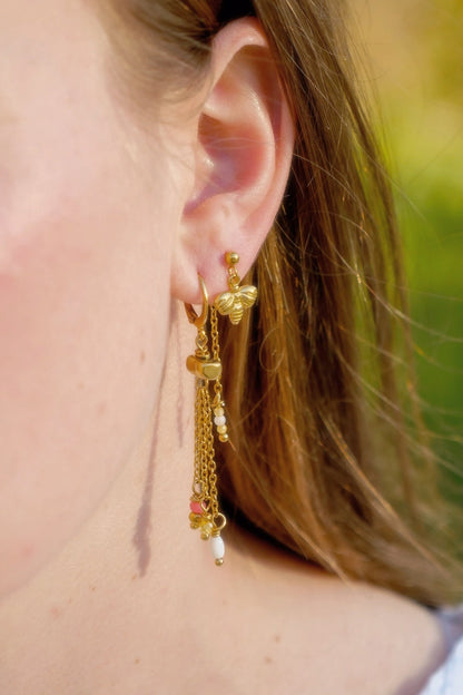 Boucles d'oreilles Cascade, acier inoxydable et perles
