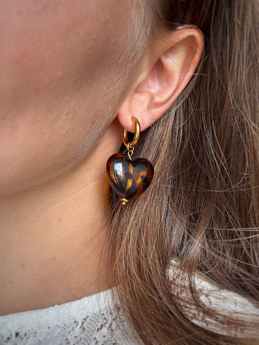 Boucles d'oreilles Léo coeur et léopard 