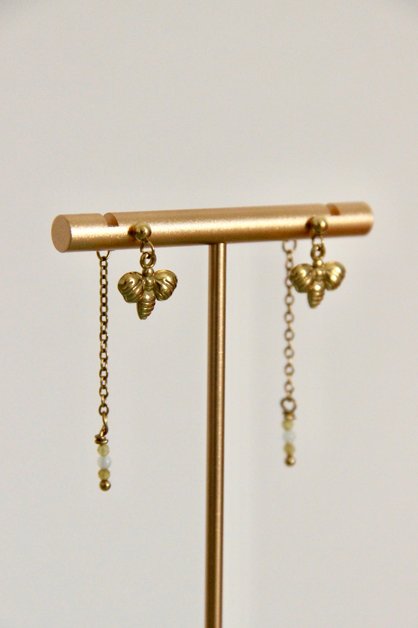 Boucles d'oreilles Miel, acier inoxydable et bijou de fermoir