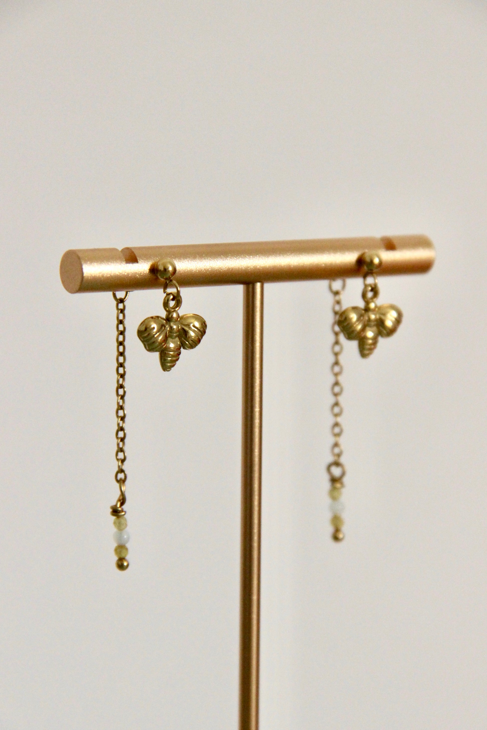 Boucles d'oreilles Miel, acier inoxydable et bijou de fermoir