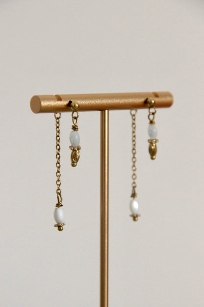 Boucles d'oreilles Nacre, acier inoxydable et bijou de fermoir