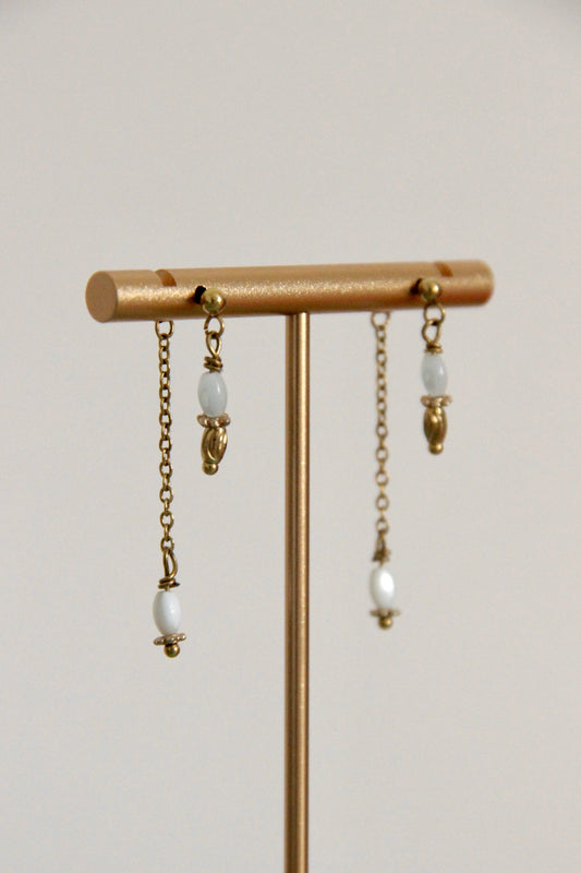 Boucles d'oreilles Nacre, acier inoxydable et bijou de fermoir