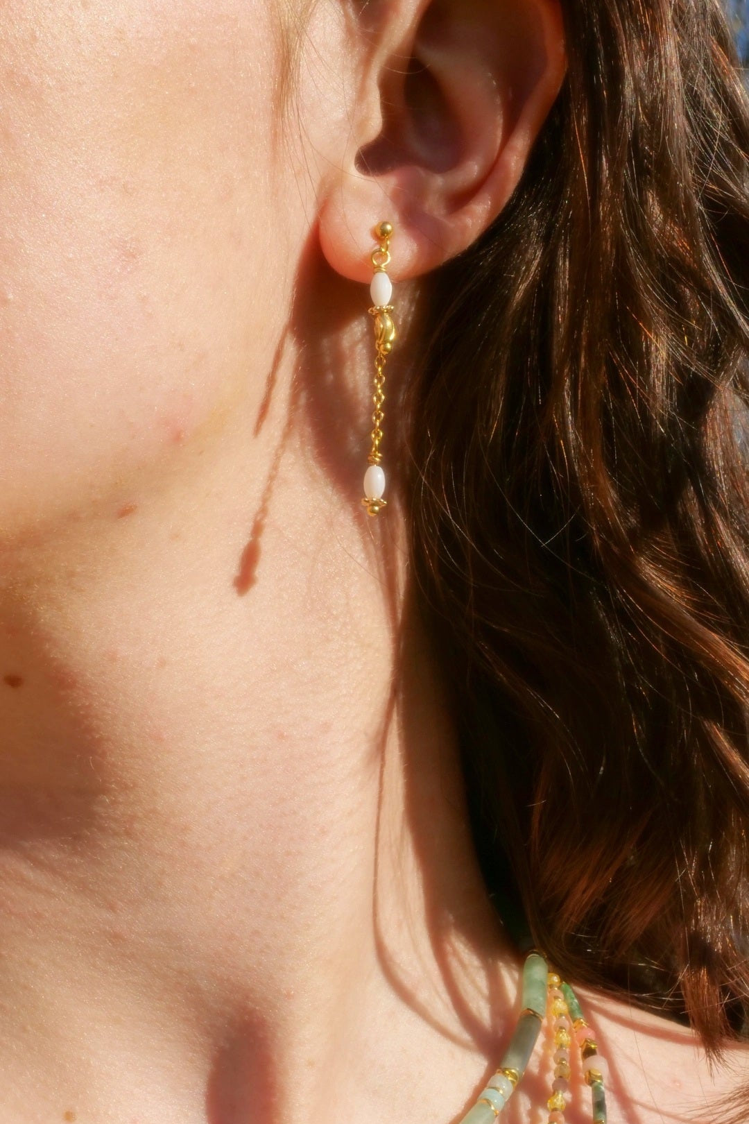 Boucles d'oreilles Nacre, acier inoxydable et bijou de fermoir