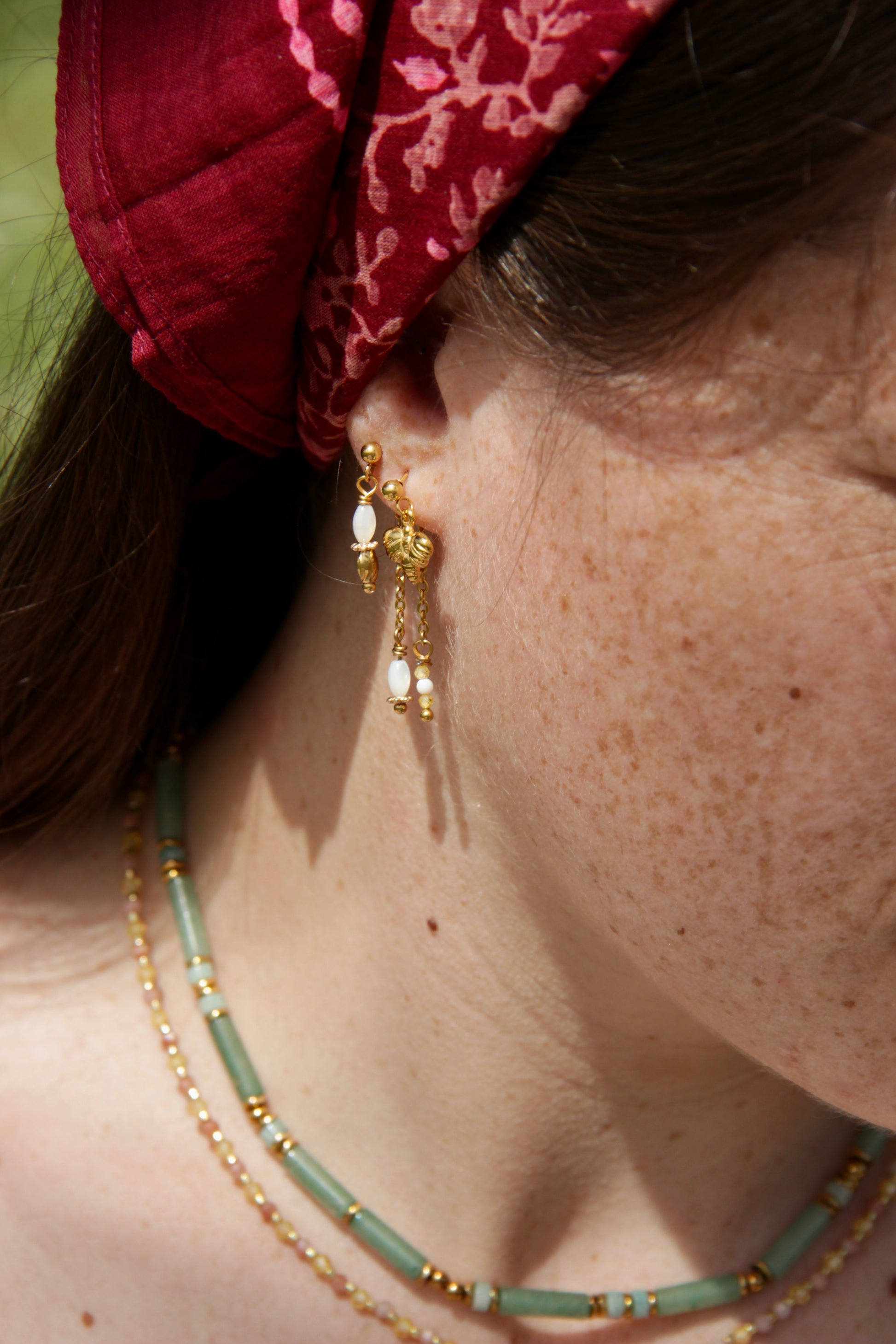 Boucles d'oreilles Nacre, acier inoxydable et bijou de fermoir