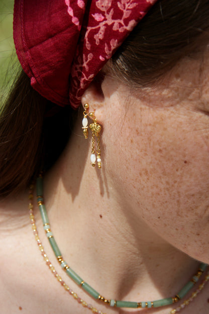 Boucles d'oreilles Nacre, acier inoxydable et bijou de fermoir