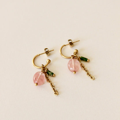 Boucles d'oreilles Passion, anneau acier inoxydables et perles naturelles