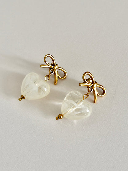Boucles d'oreilles Poéma coeur et noeud