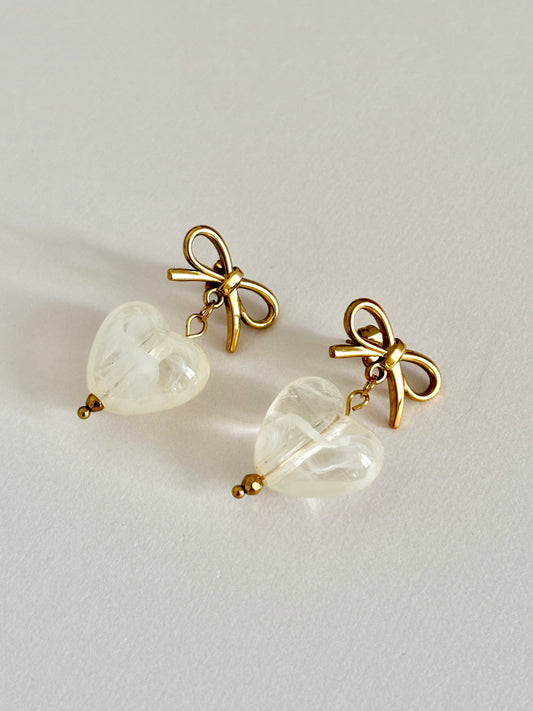 Boucles d'oreilles Poéma coeur et noeud