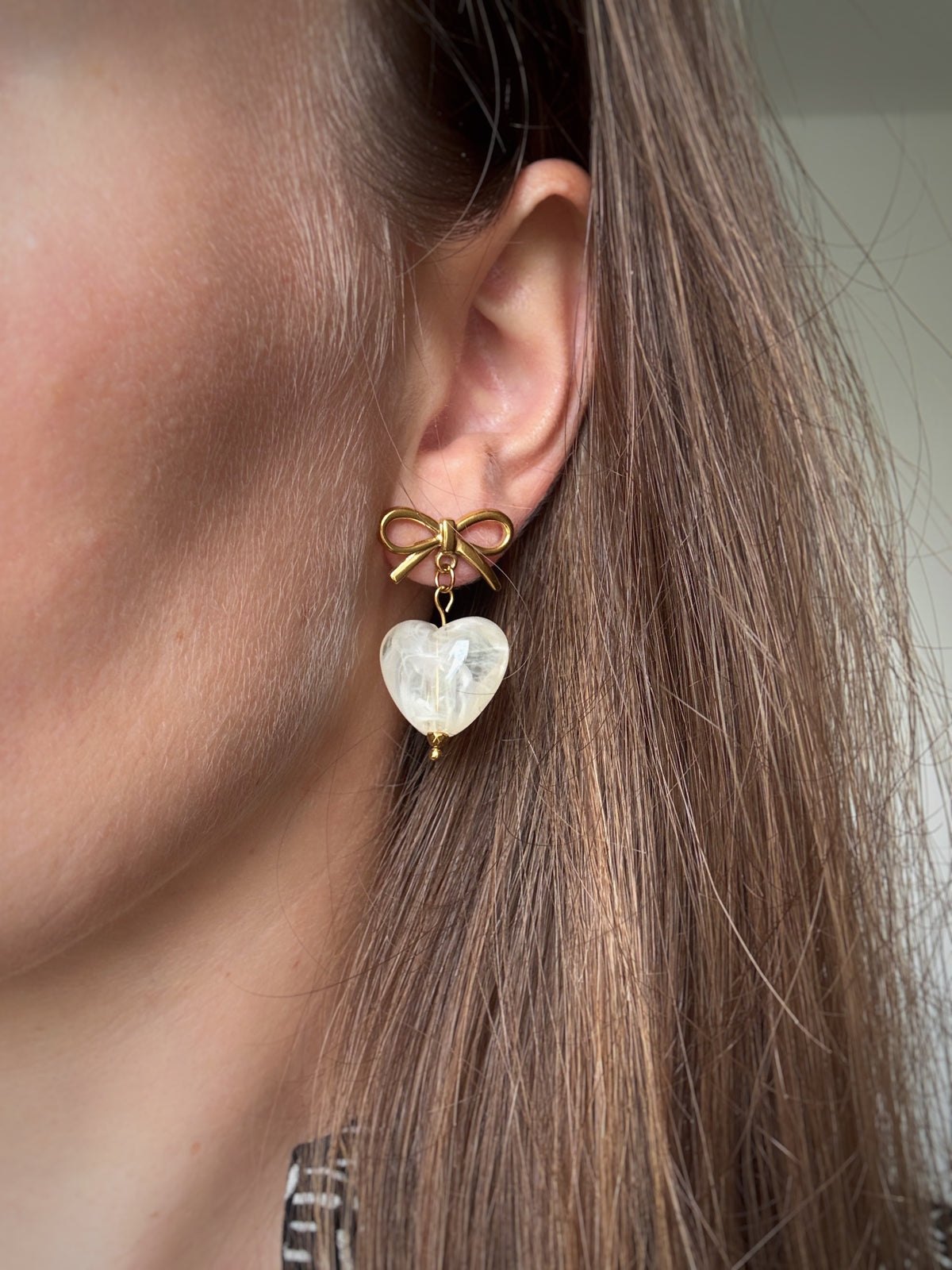 Boucles d'oreilles Poéma coeur et noeud