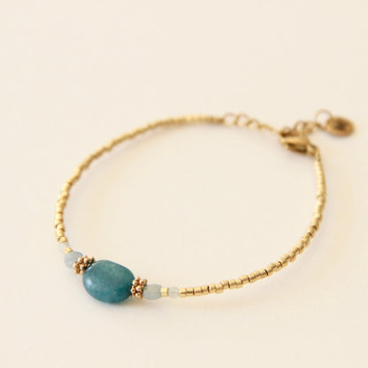 Bracelet Cécile, pierre de Jade bleu lagon