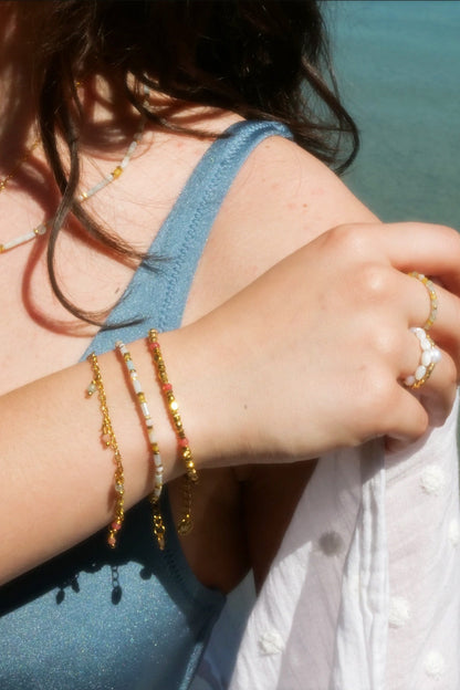 Bracelet Pampille, en acier inoxydable et perles 