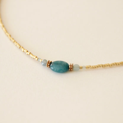 Collier Cécile, perle de Jade bleue lagon