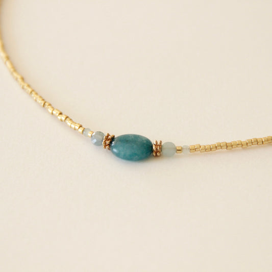 Collier Cécile, perle de Jade bleue lagon