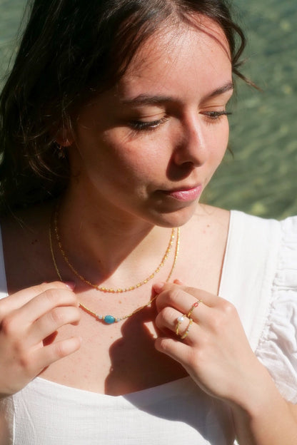 Collier Cécile, perle de Jade bleue lagon