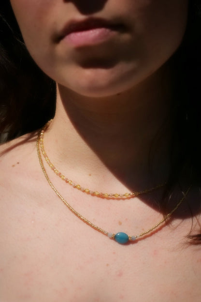 Collier Cécile, perle de Jade bleue lagon