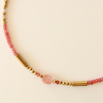 Collier Josie, pierre de Jade framboise