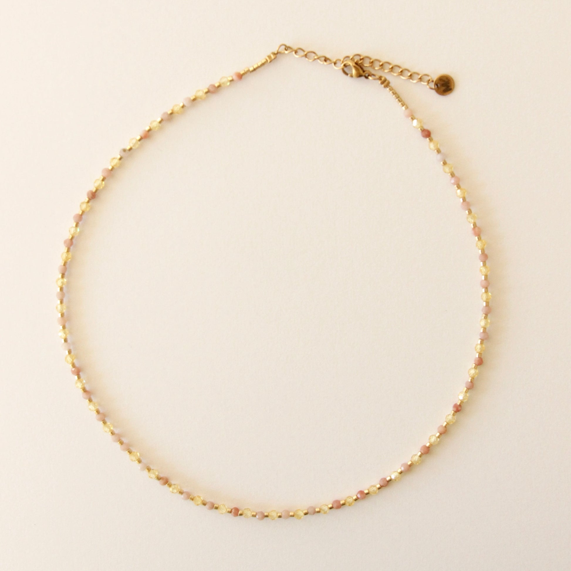 Collier Mirabelle, perles jaune et rose