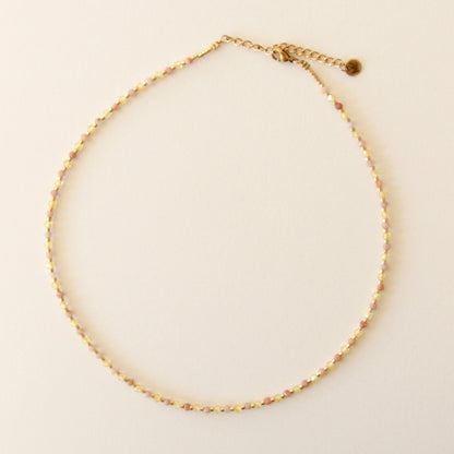 Collier Mirabelle, perles jaune et rose