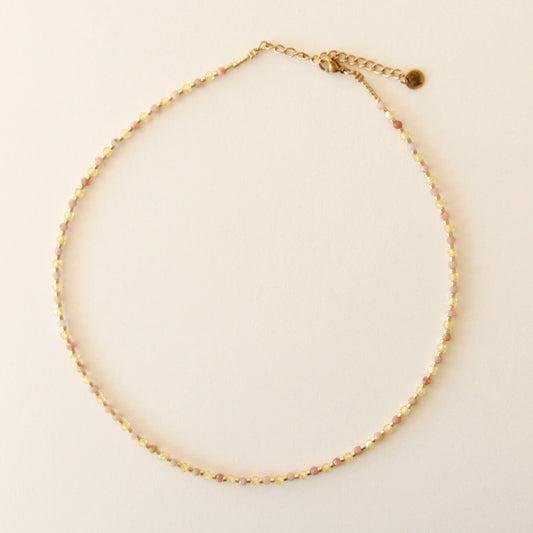 Collier Mirabelle, perles jaune et rose