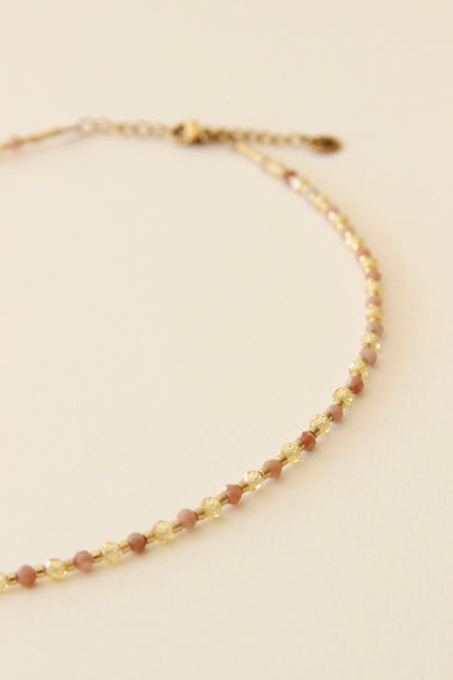 Collier Mirabelle, perles jaune et rose