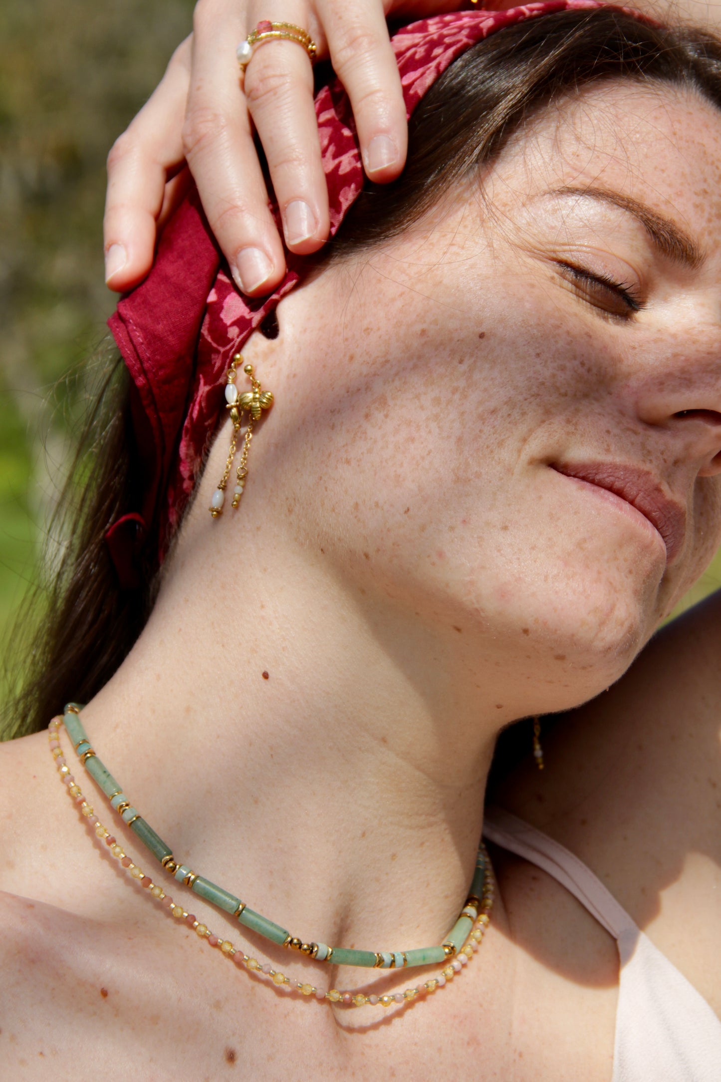 Collier Mirabelle, perles jaune et rose