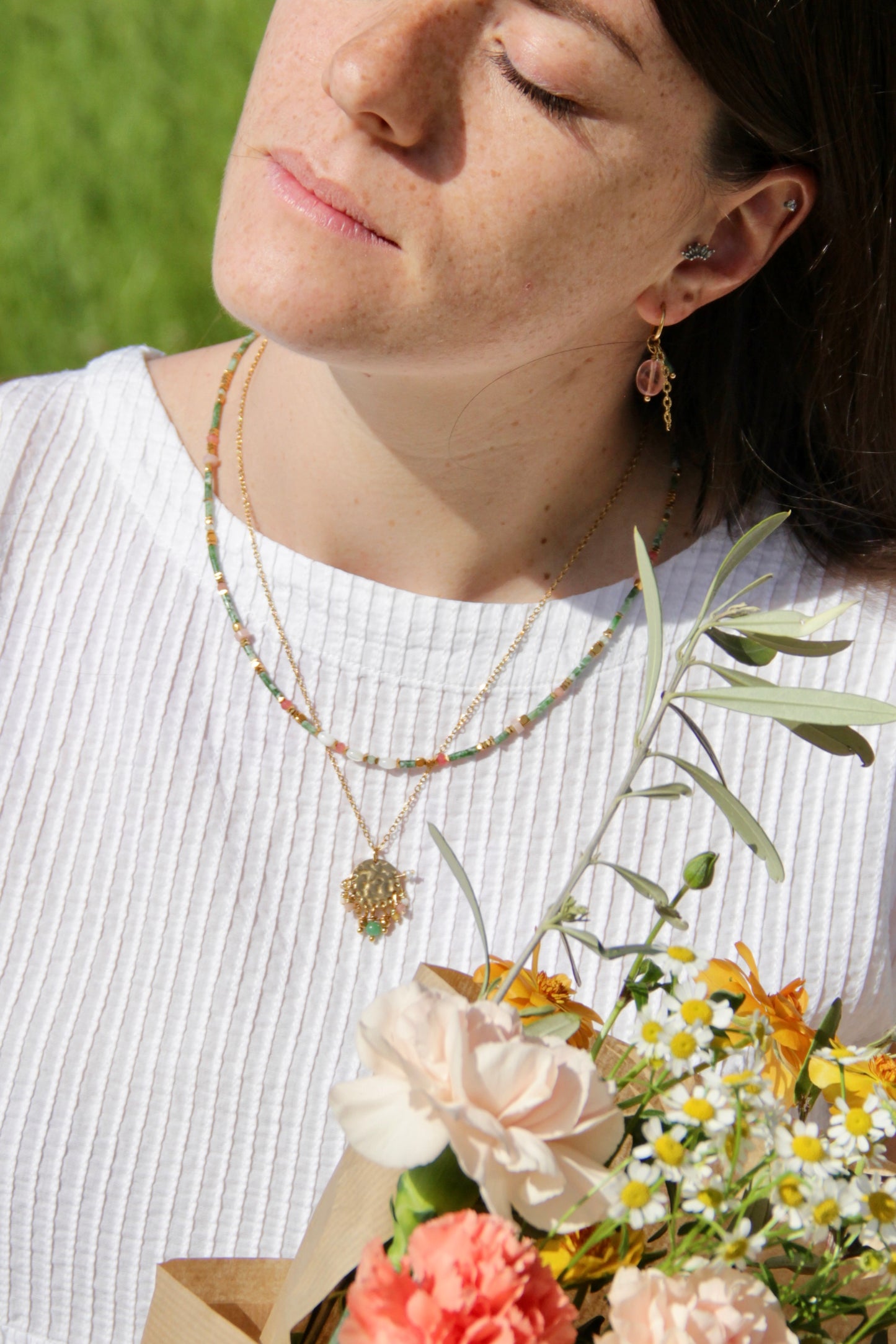 Collier Souvenirs acier inoxydable et perles naturelles